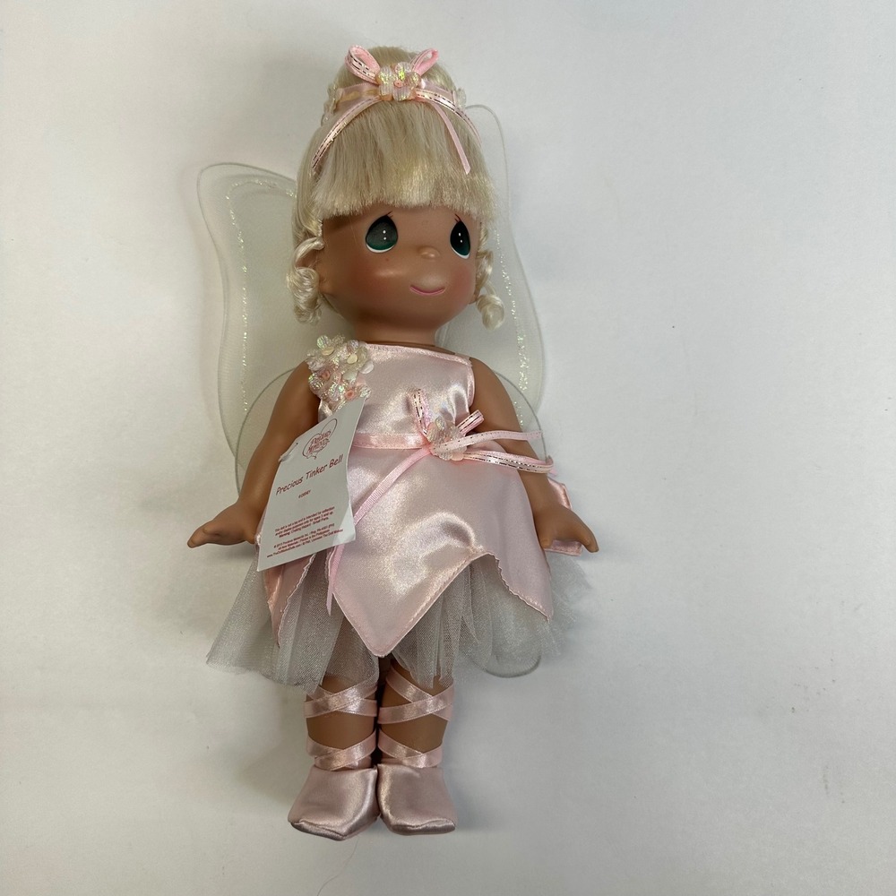 Precious Moments Disney Precious Tinker Bell 12" Doll Pink Satin Dress 2015